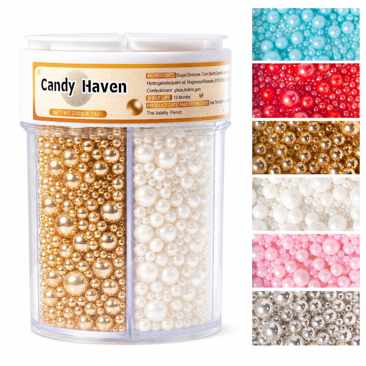 Sprinkles for Baking Edible Sugar Confetti 10.8oz, Nonpareils & Sugar Pearls - Six Pearl Sprinkles Mix Cake Decorations, Cookies, Cupcakes, Dessert Toppings (Spring Pastel Colors)