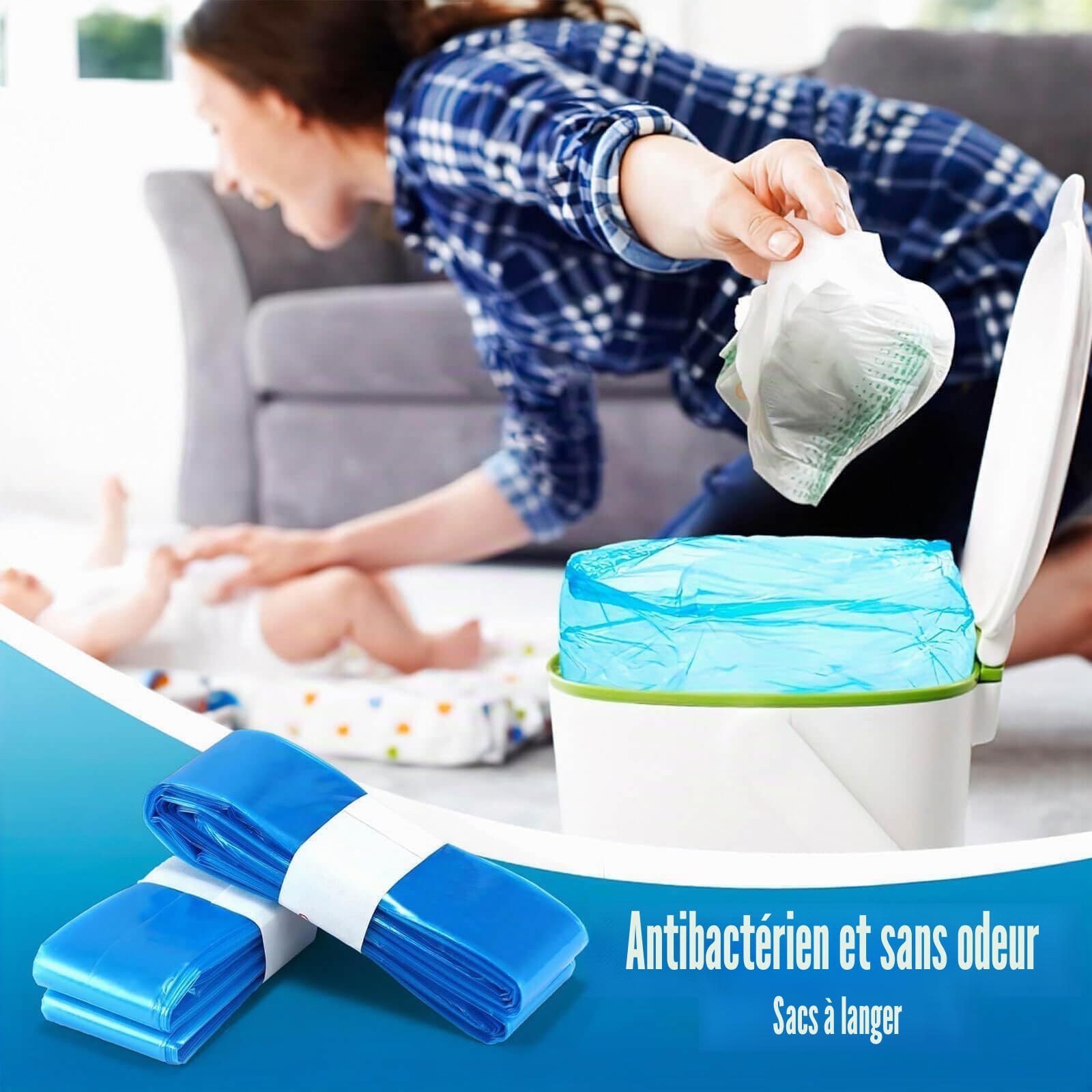 Lot de 12 sacs de recharge pour poubelle à couches compatibles avec les cartouches Genie, Angelcare, Tommee Tippee, Twist & Click et Spross