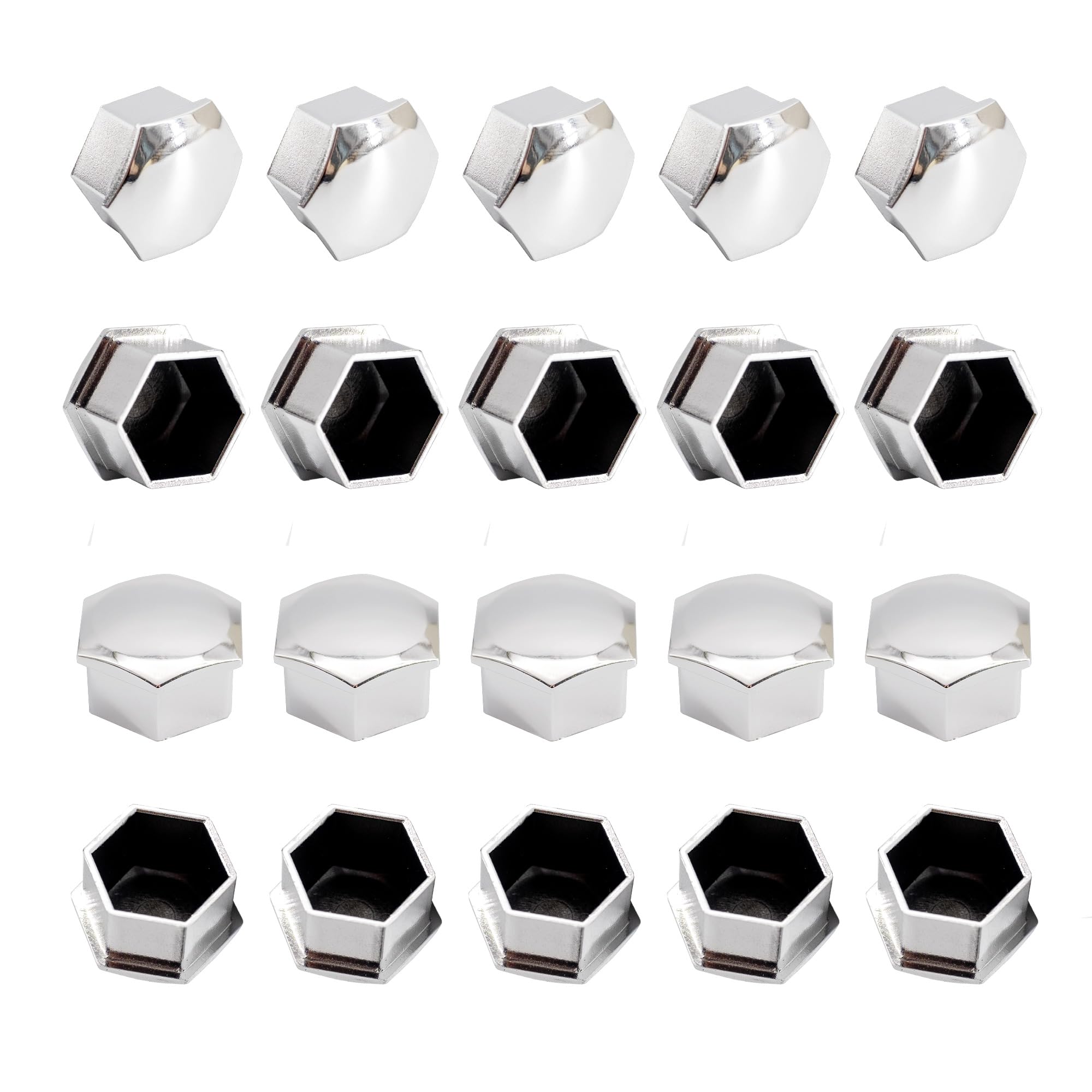 Simoni Racing CBC/17 Copribulloni Universali, Set Tappi Copribulloni Ruote Auto,Copridadi Ruota per Auto,Tappi Dadi Ruota Cerchione, Chiave 17 in ABS Cromo