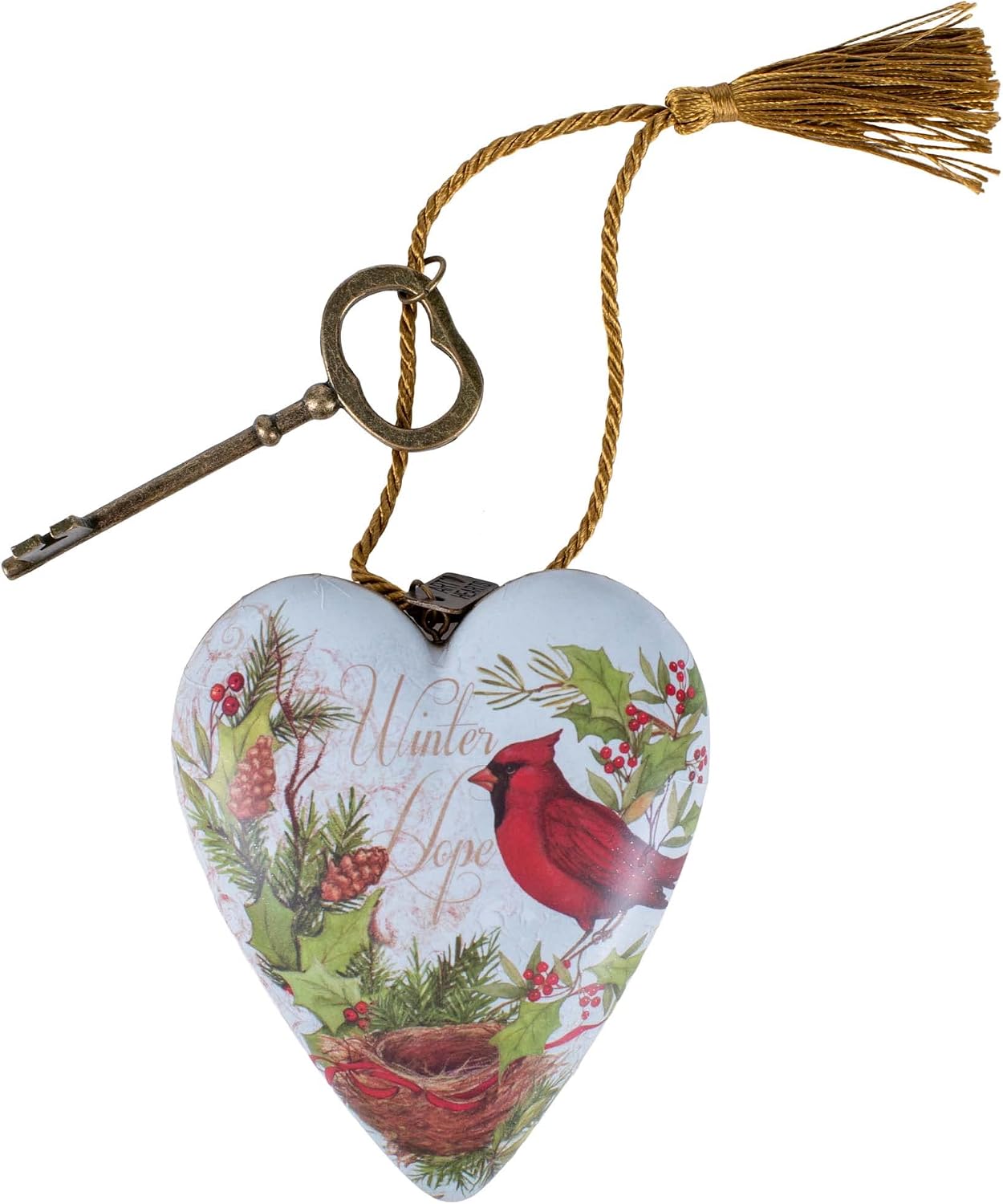 DEMDACO Winter Hope Red Cardinal 3.5 x 3.5 Resin Stone Christmas Art Heart Token