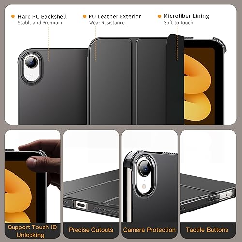 Miniatura 84 de MoKo Funda para iPad mini 7 (A17 Pro) Generation Case 2024, iPad mini 6 2021, funda delgada y ligera de 8.3 pulgadas de carcasa de policarbonato