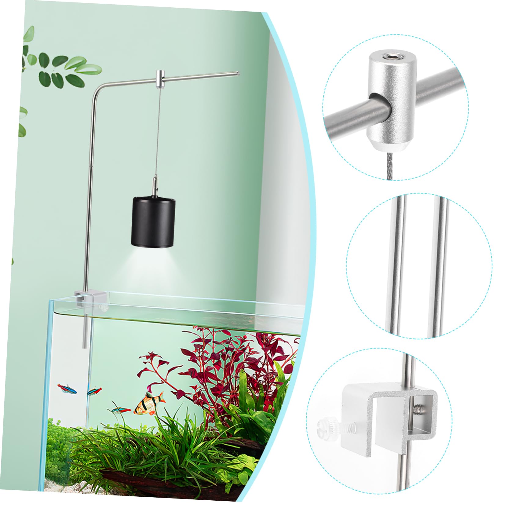 Aquarium Lampenhalterung mit Verstellbarer Höhe für Glasbecken, Silber
