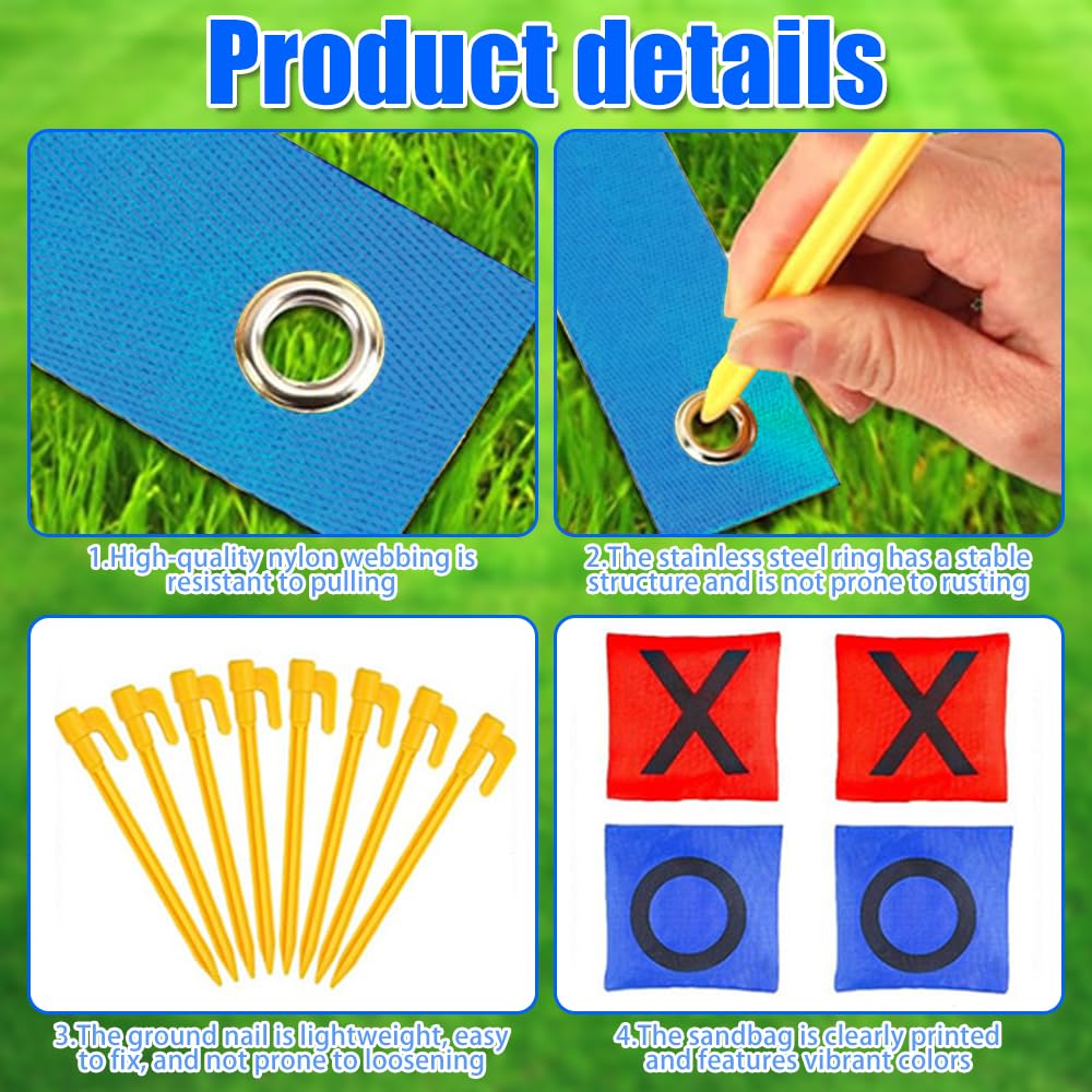 Mineup Riesiges Tic Tac Toe, Giant Tic Tac Toe Game, Sitzsack-Wurfspiele für Kinder und Erwachsene, Outdoor-Spielset für Garten, Strand, Camping, Familienfest, Kindergeburtstag Karnevals Spiele