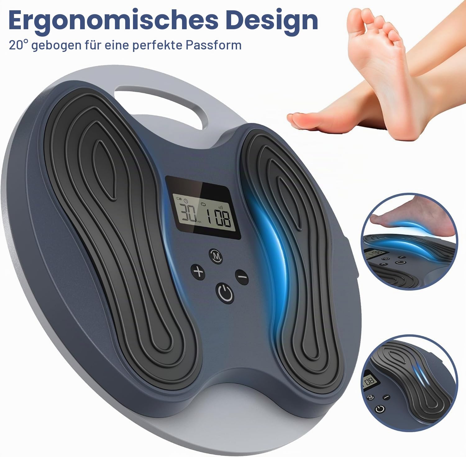 Medic Durchblutungs-Stimulator Beine, Tragbar Fußmassagegerät für Schmerz und Durchblutung, Verbessert Polyneuropathie, EMS Fußmassagegerät, Bekämpft Knie- und Beinschmerzen, mit 4 Elektrodenpads