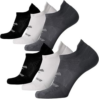 Brooks Run-In No Show Socks I Comfort Fit, Unisex, Performance Running Socks (6-Pack Set) - Asphalt/White/Black - L