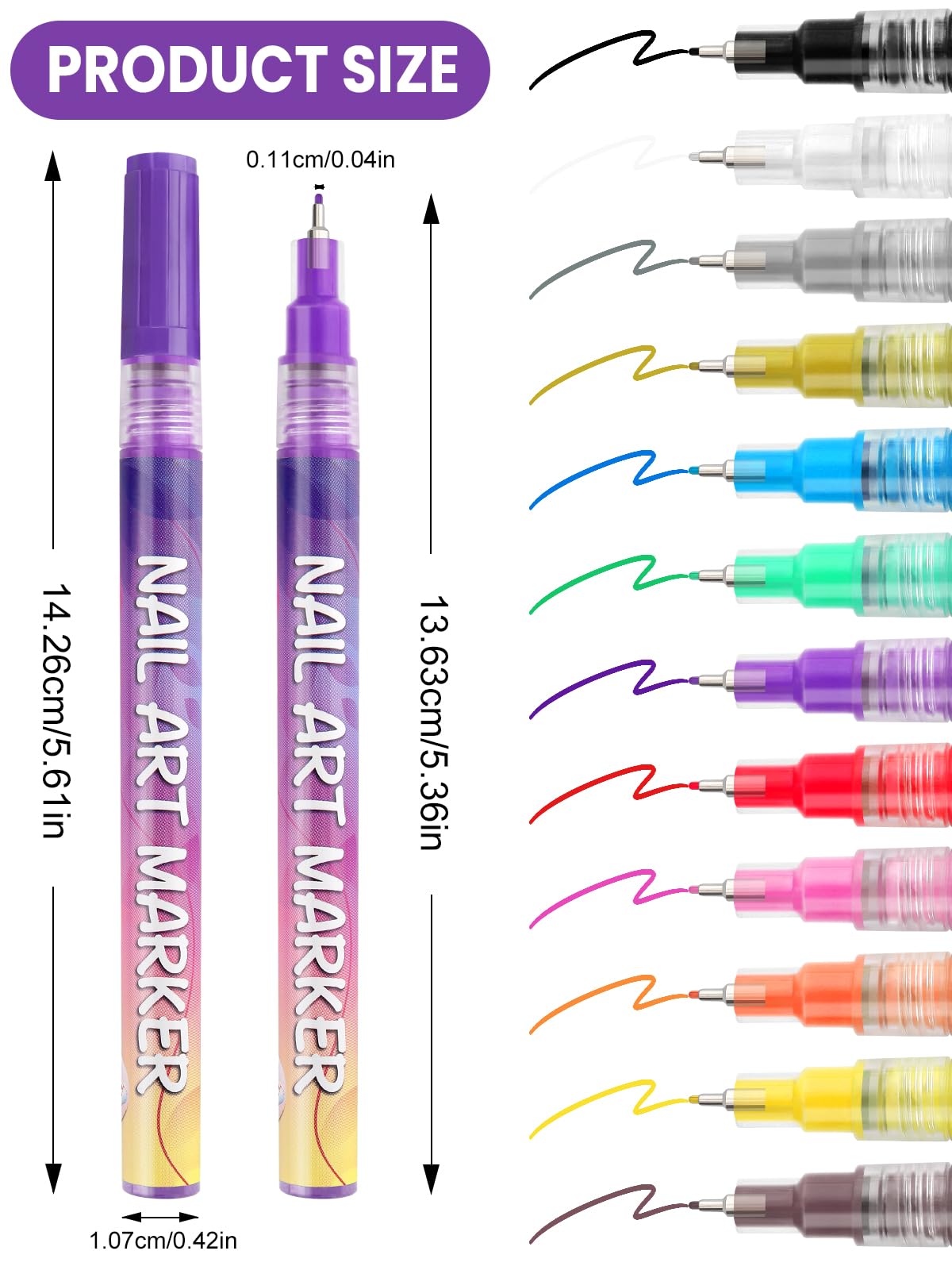 Kalolary 12pcs 3D Nail Art Pens Set Nail Graffiti Drawing Pen Nail Polish Pens Fine Tip Manicure Tools for Painting Nails DIY Nail Art Beauty Adorn for Women Girls (H) - Image 2