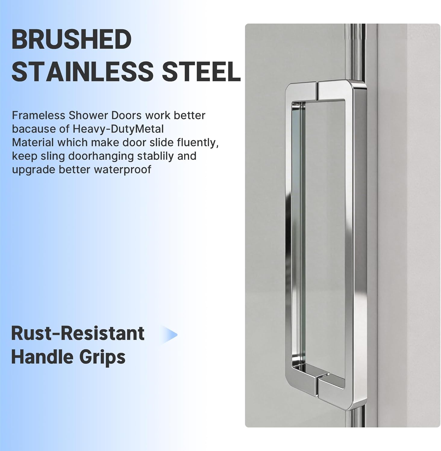 Hasipu Frameless Sliding Shower Door, 44"-48" W x 76" H, 5/16"(8MM) SGCC & ANSI Certified Tempered Glass, Explosion-Proof Film, Nano Coating, Magnetic Seal, Silent Rollers, Bright Silver