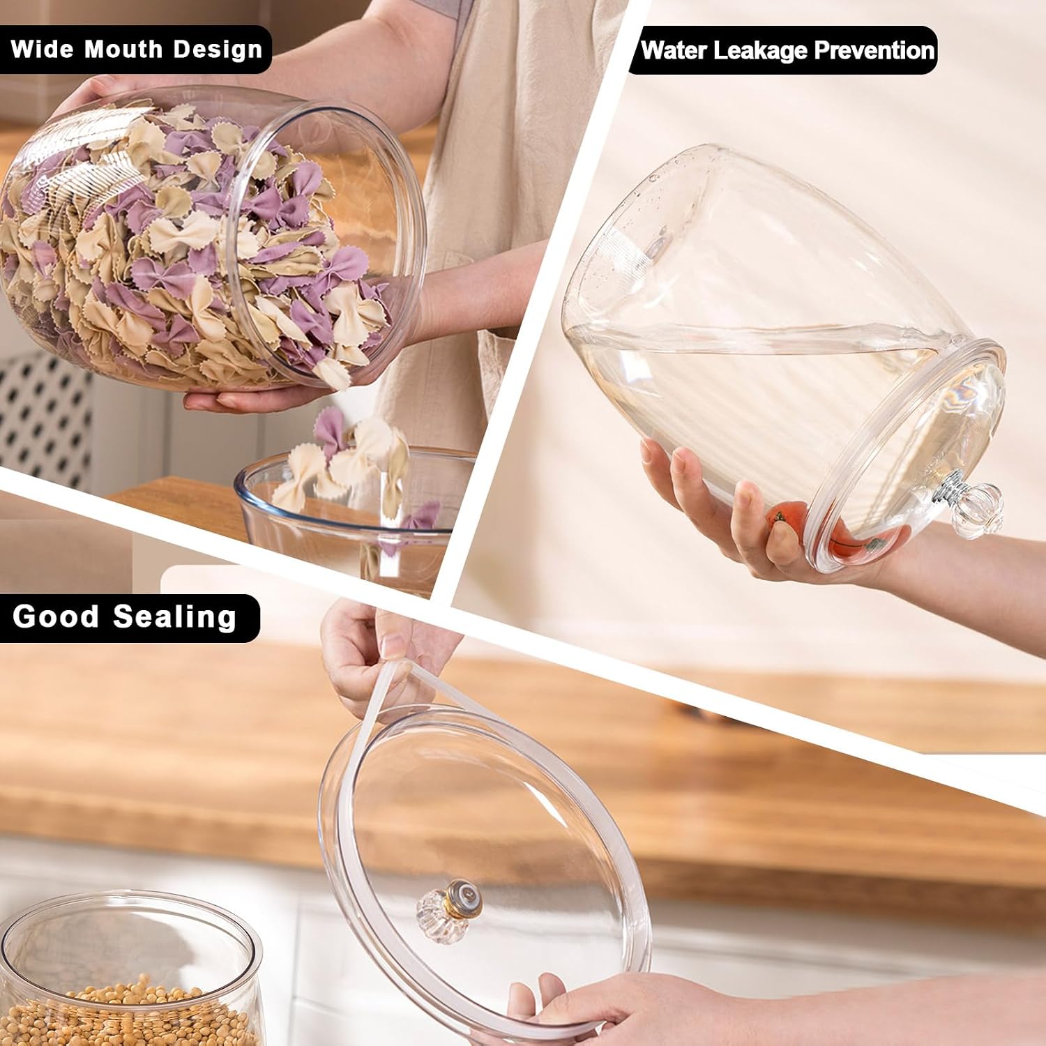 4 Pcs Candy Cookie Jar, 74 oz Clear Plastic Jars with Lids Apothecary Jars Candy Buffet Storage Containers Airtight Food Canister Home Organization for Kitchen Laundry and Party