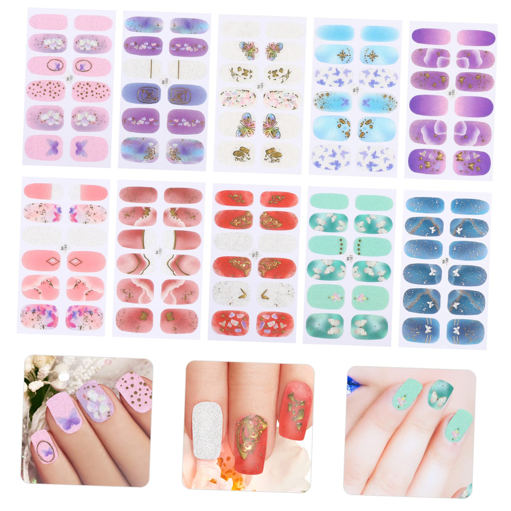 Healeved 5sets Adesivi Per Unghie Design Decorazioni Per Unghie Facili Applicare e Resistenti All Per Manicure Te