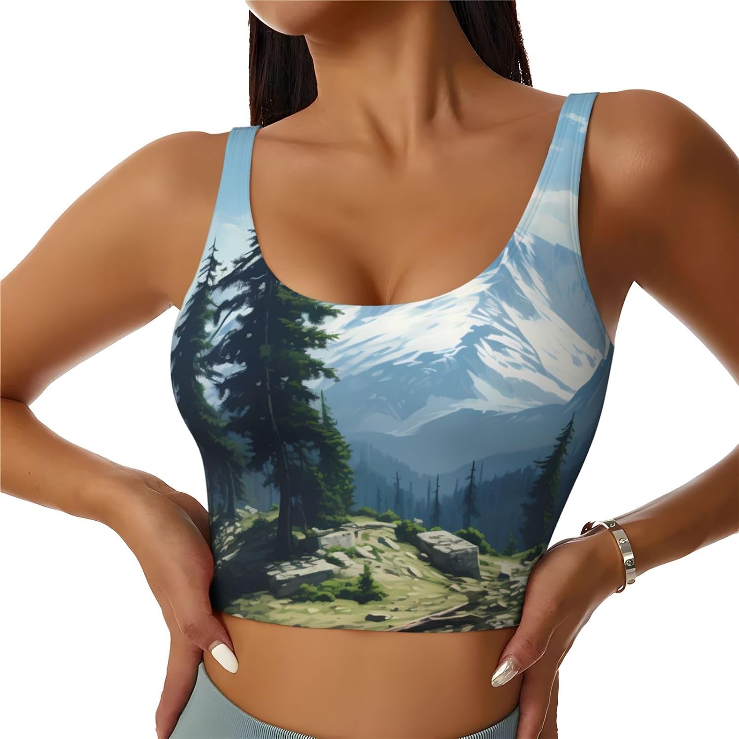 fig. tomb Printed women's sports vest, suitable for yoga, Pilates and fitness training -