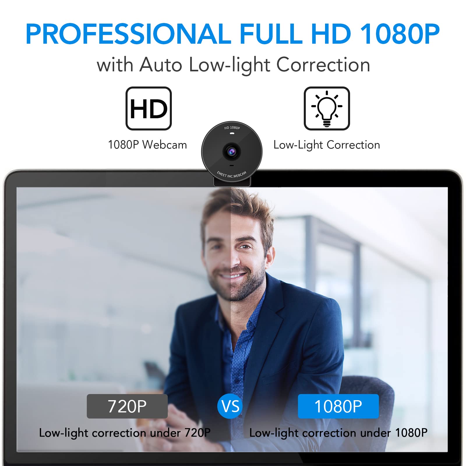 1080P cam eMeet 2022 Model C950 cam with Microphone, Innovative