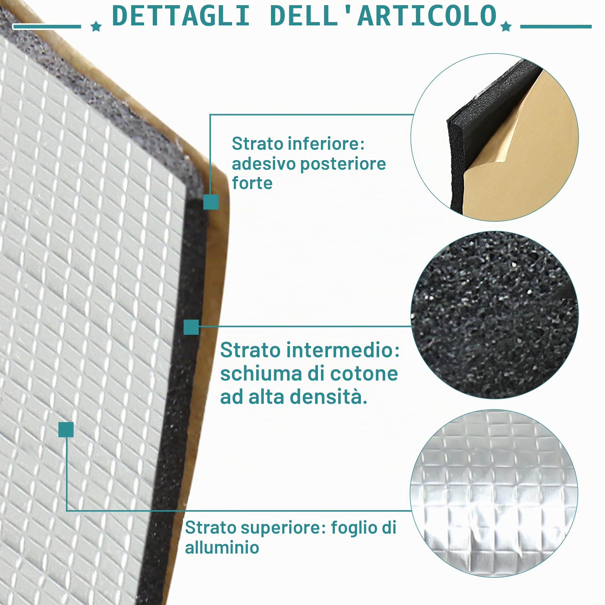QUARKZMAN Auto 6.46sqft Auto Isolamento Termico Adesivo 10 mm Insonorizzante per Cofano Motore 60'' x 40'' 152x100cm