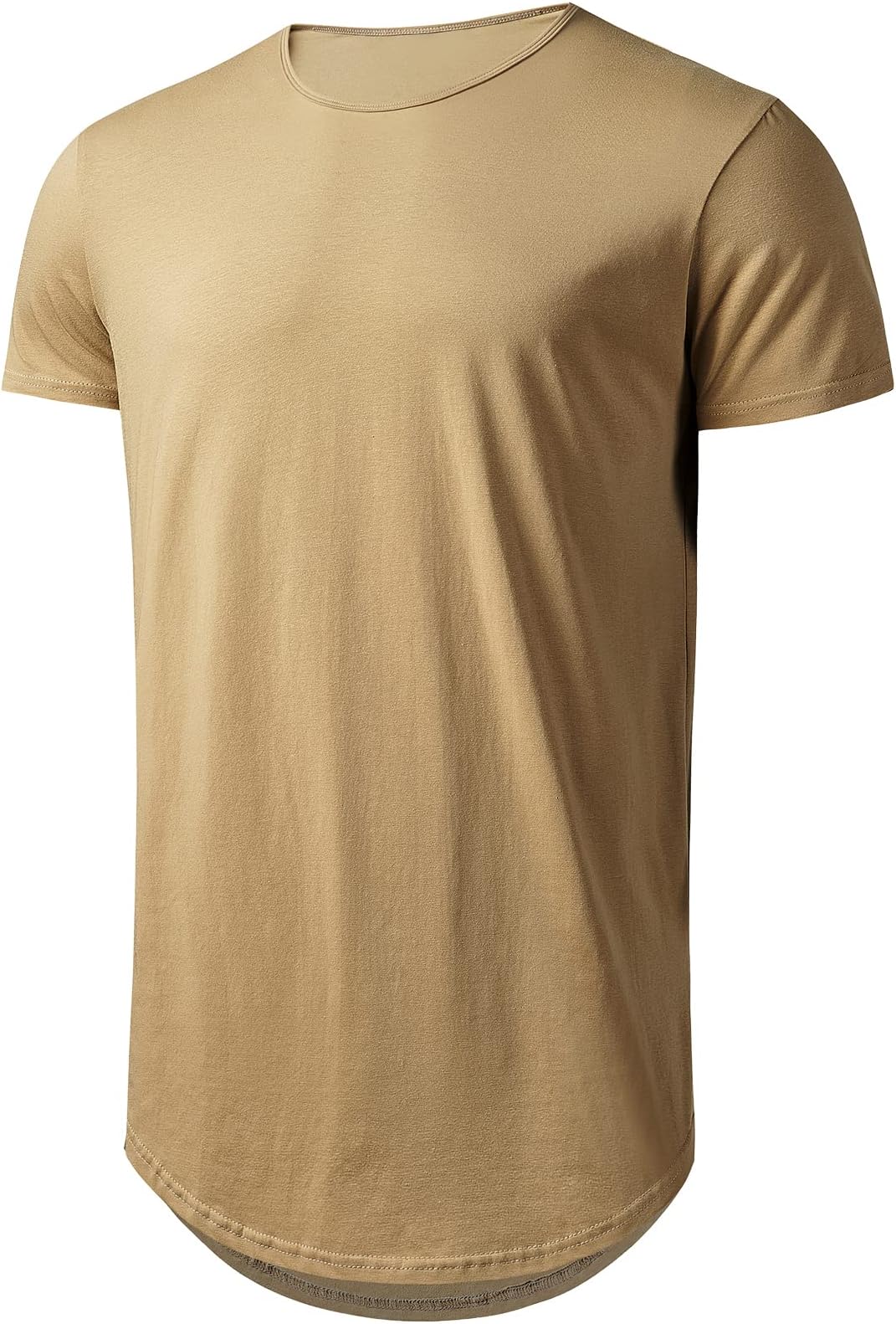AthlemonBig and Tall Mens Tshirts Longline Extra Long Shirts Hipster Reflective Line Scallop Tees Shirts Tops