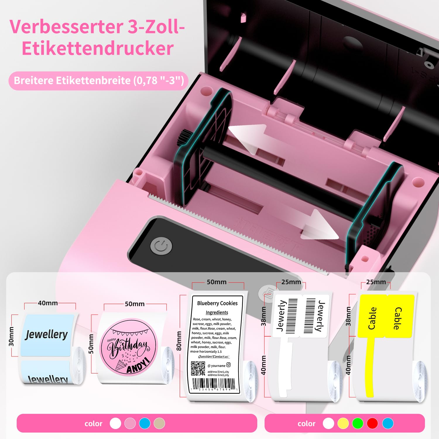 Phomemo M221 Etikettendrucker, Etikettiergerät Selbstklebend, Tragbarer Beschriftungsgerät Label Drucker Kompatibel with iOS & Android Smartphone, Pink