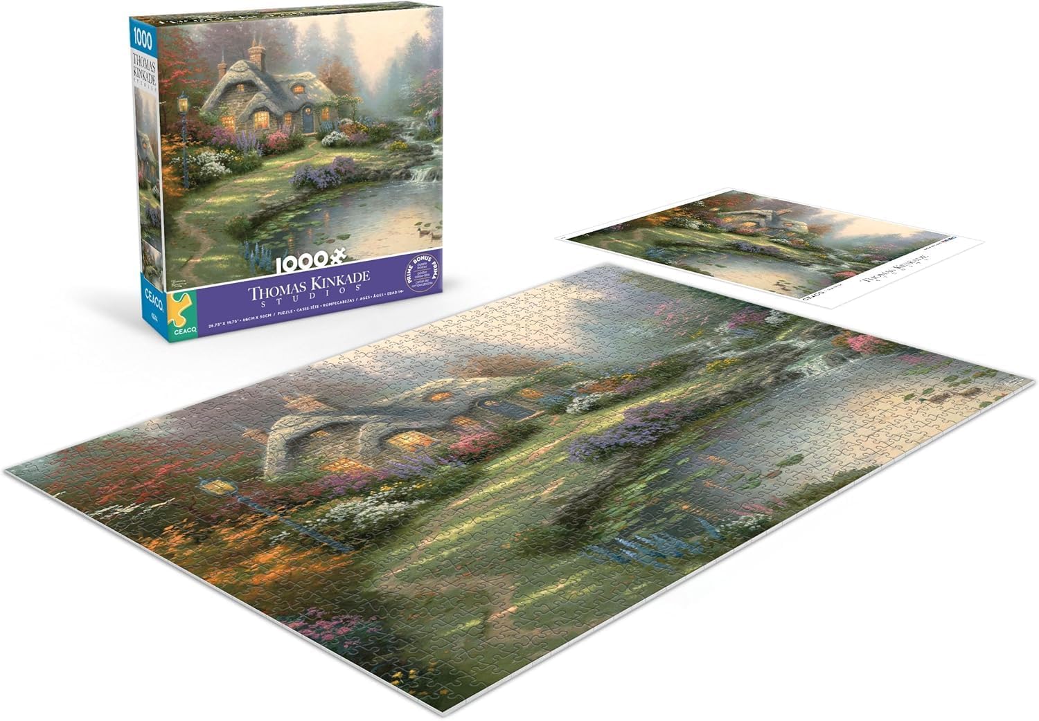 Ceaco - Thomas Kinkade - Everett's Cottage - 1000 Piece Jigsaw Puzzle - Relaxing and Fun Activity for Adults