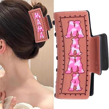 Mothers Day Square MAMA Hair Claw Clips for Women & Girls - Acrylic No Crease Jaw Hair Clips, Non-slip Hair Barrettes for Thick/Thin Hair