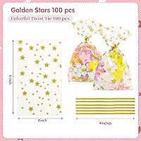 Vista 2 de 100 bolsas de celofán, bolsas de celofán transparente de 4 x 6 pulgadas, 100 lazos giratorios, para envolver regalos, embalaje de dulces, postres
