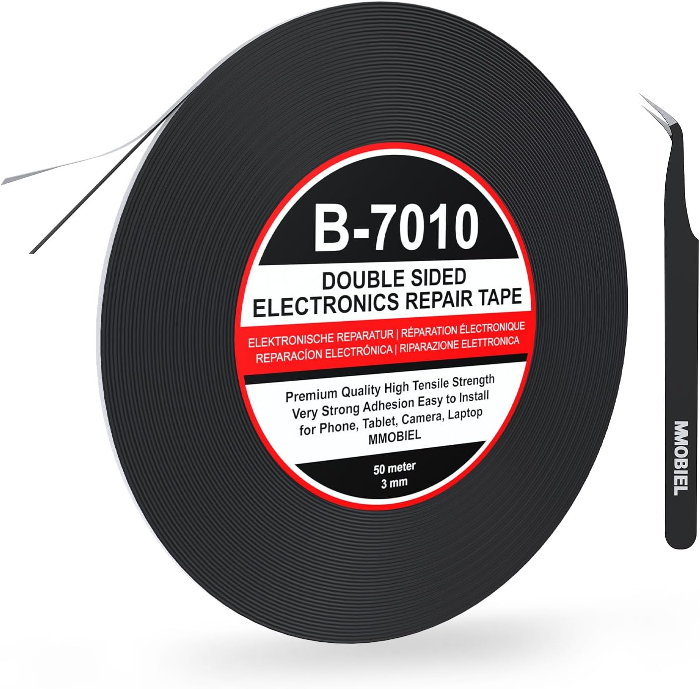 3 mm Double Sided Layer Strong Adhesive Tape 50 m Long Roll (Black) for Smartphone Tablet Repair