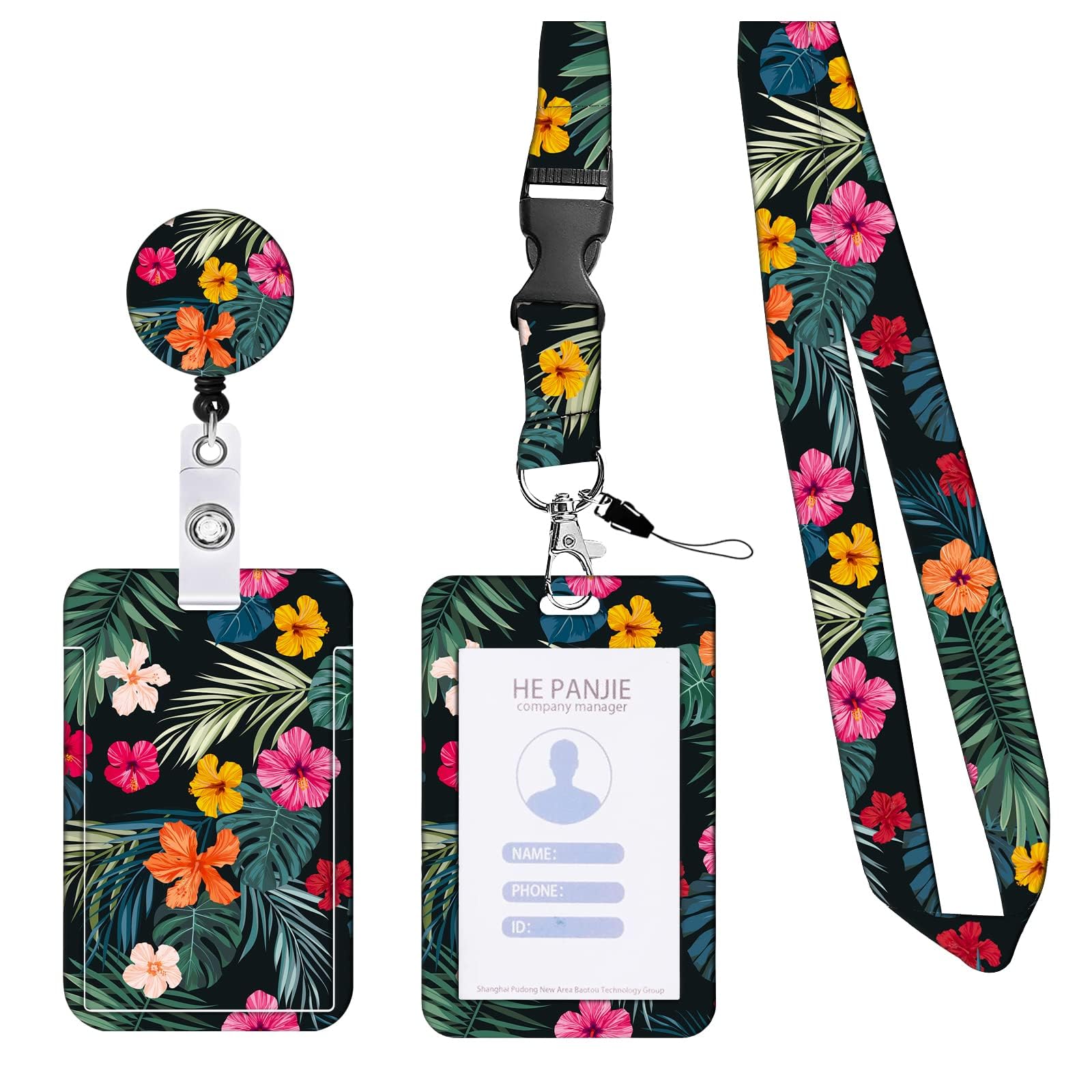 Porte-Carte Avec Cordon GEFIRE - Badge Identité à Pousser - Conifère Design