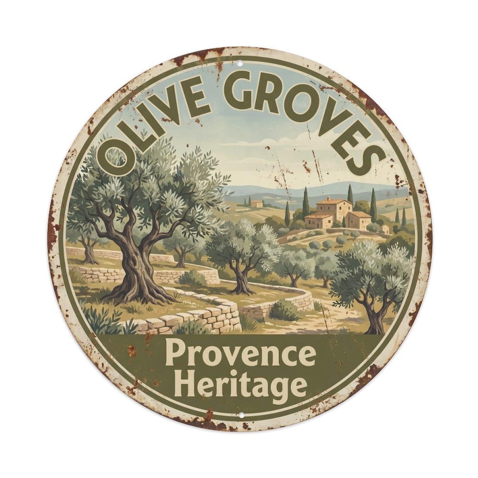 Vintage Travel Olive Groves Provence Metal Tin Sign