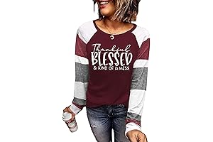 Thankful Blessed and Kind of a Mess: Women's Long Sleeve Thanksgiving Shirt