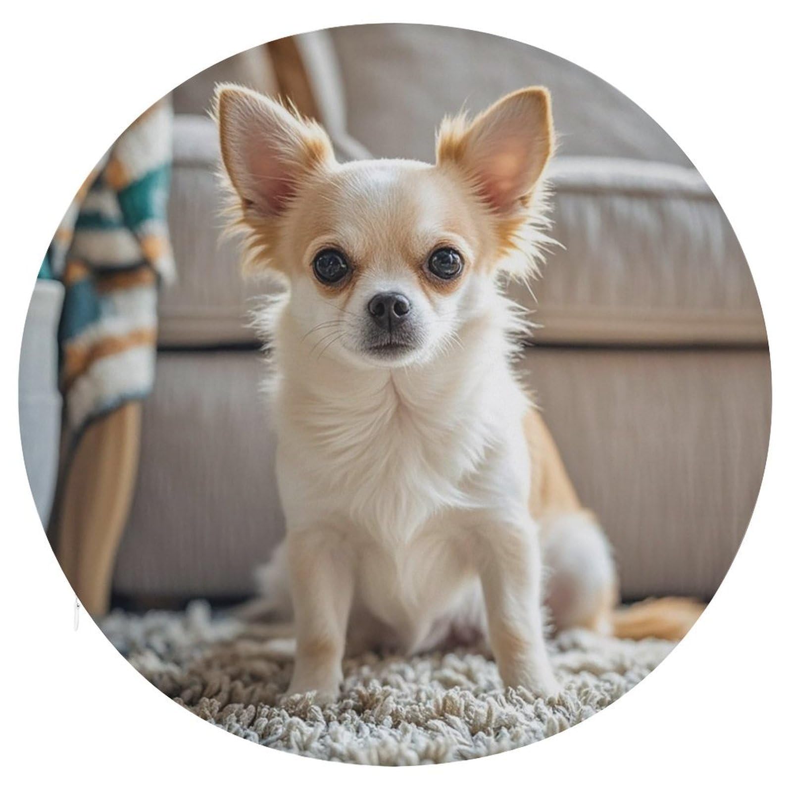 FekiLoot Cute Chihuahua Chair Cushion Round Memory Foam Seat Cushion Soft Circle Chair Pad with Removable Cover Fashion Decorative Stool Pad for Bedroom Sofa Kitchen Office 15.3" X 15.3"