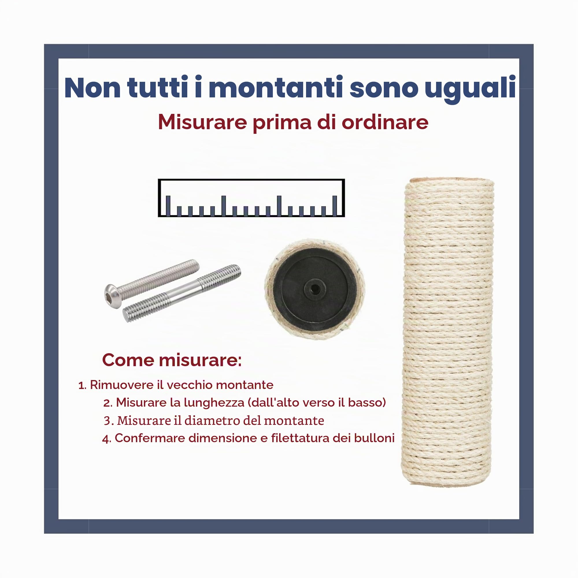 Trixie Tronco di Ricambio in sisal per tiragraffi e Alberi per Gatti – Ricambio incl. Barra filettata & 2 Viti – Filettatura M8 – Naturale, ø 9 × 40 cm