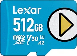 Lexar Cartão micro SD azul 512 GB, UHS-I, C10, U3, V30, A2, 4K, cartão de memória microSDXC de até 160 MB/s, armazenamento expandido para Nintendo Switch, dispositivos de jogos, smartphones, tablets