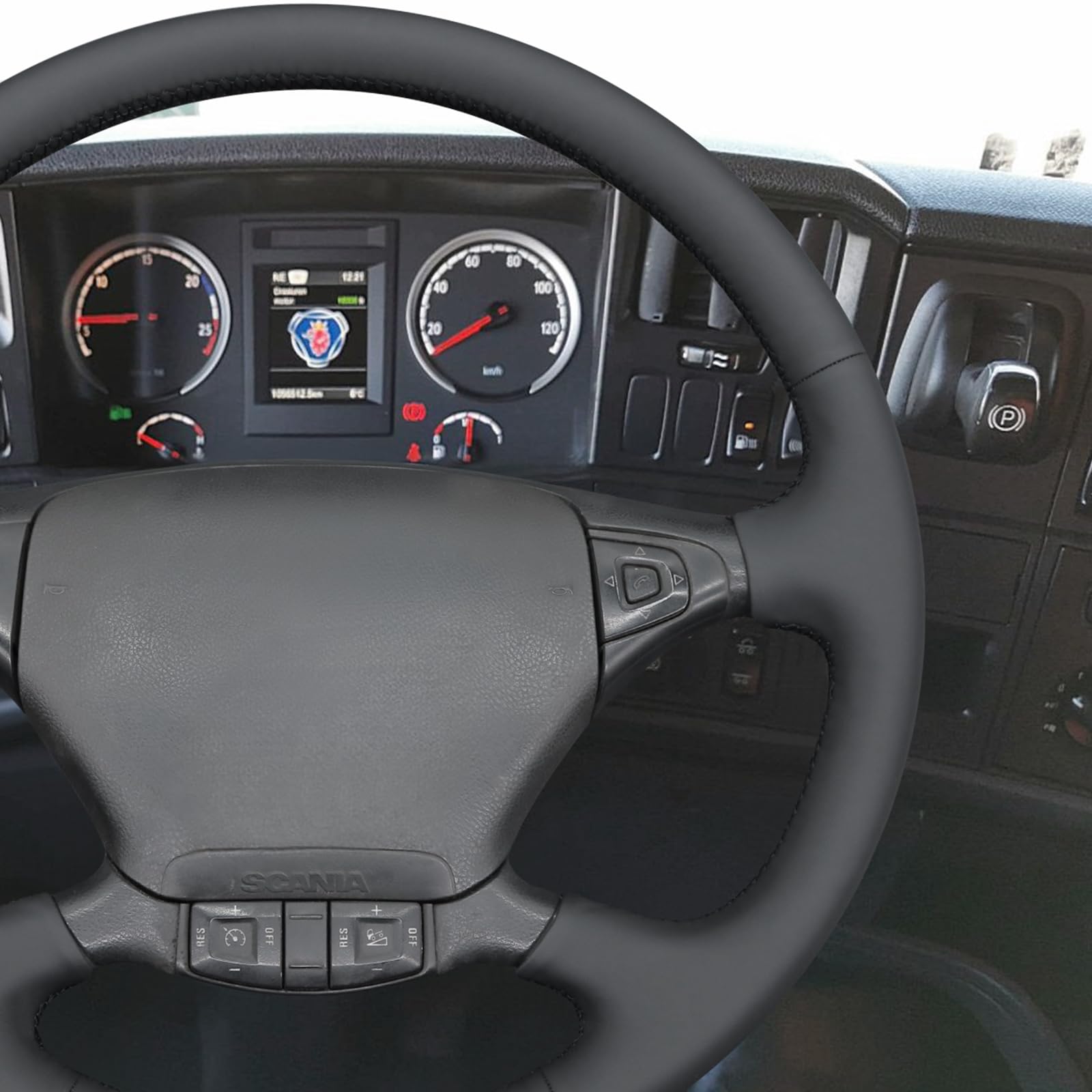 MEWANT Funda de Volante a Medida para Coser Scania P G R | Scania P G R T Series 2004-2015 / volante Scania P G R T Series Transpirable Para Volantes Calefactados Duradero