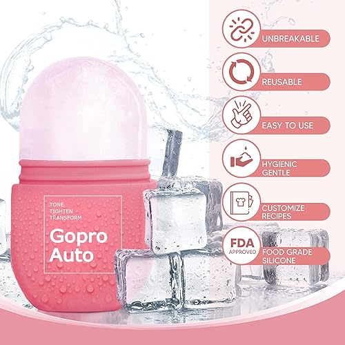 Miniatura 2 de Rodillo de hielo en forma de cubo para cara, rodillo facial de hielo para ojos, cuello, tonifica y aprieta la piel de forma natural, bolsas para los