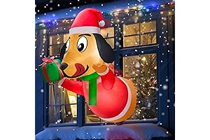 TURNMEON 4 Ft Christmas Inflatable Dachshund Dog with Xmas Hat Gift Box...