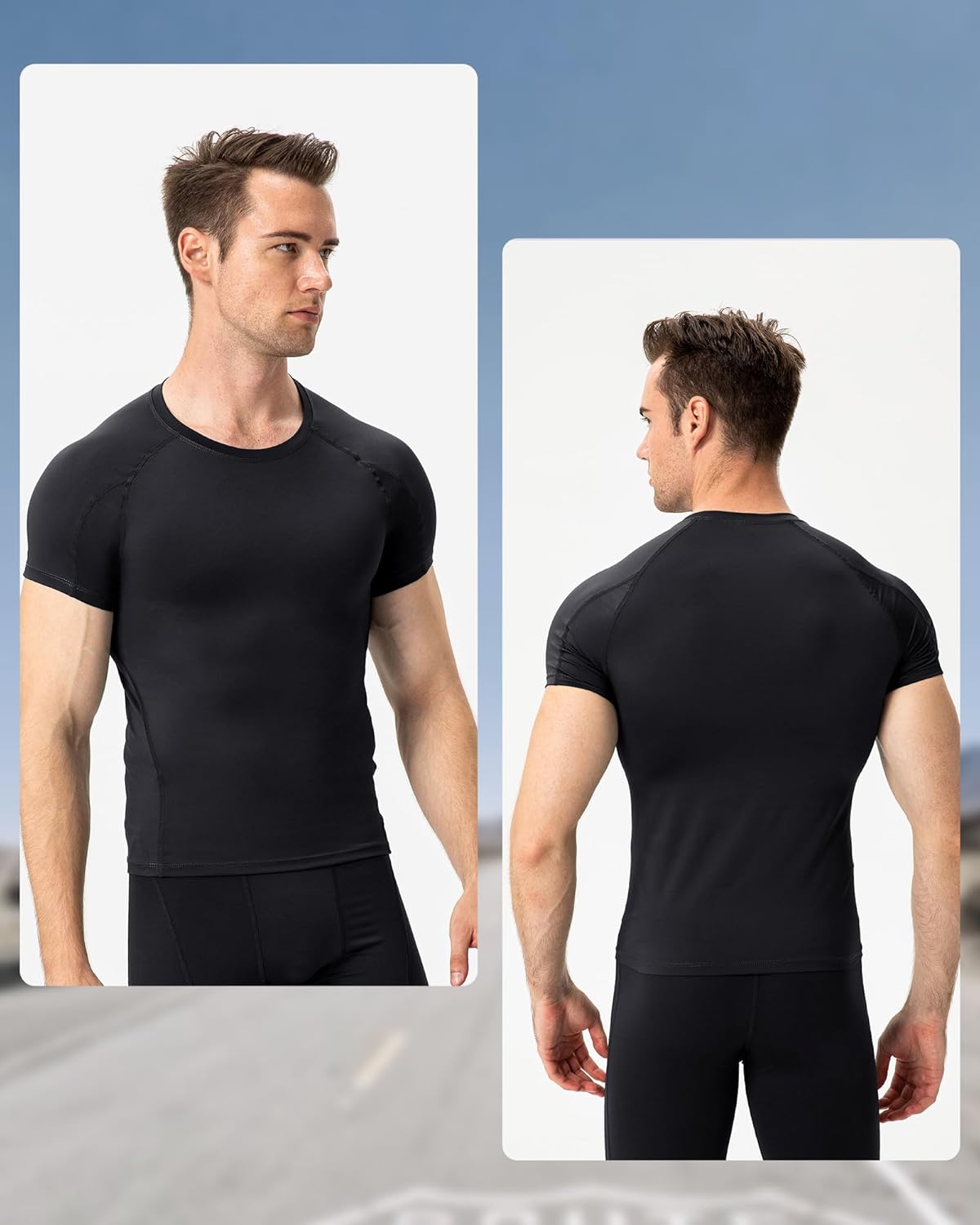 Short Sleeve Compression Shirt Men Athletic Gym Cool Dry Base Layer Workout Tops Slim Fit Undershirts T-Shirt - Image 2
