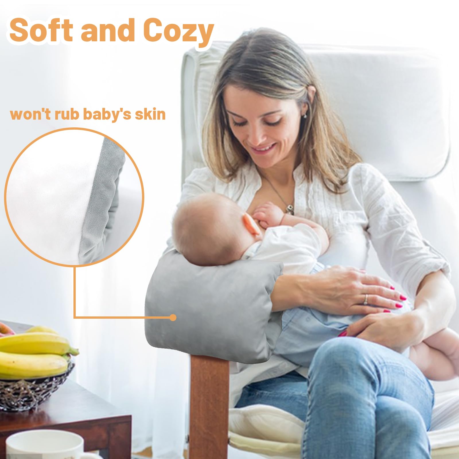 KAKIBLIN Baby Feeding Arm Pillow,Baby Nursing Arm Breastfeeding Pillows Support for Newborn Mom and Babies,Portable and Washable,Ergonomic Nursing arm Pillow for Feeding Baby Newborn(Gray) - Image 3