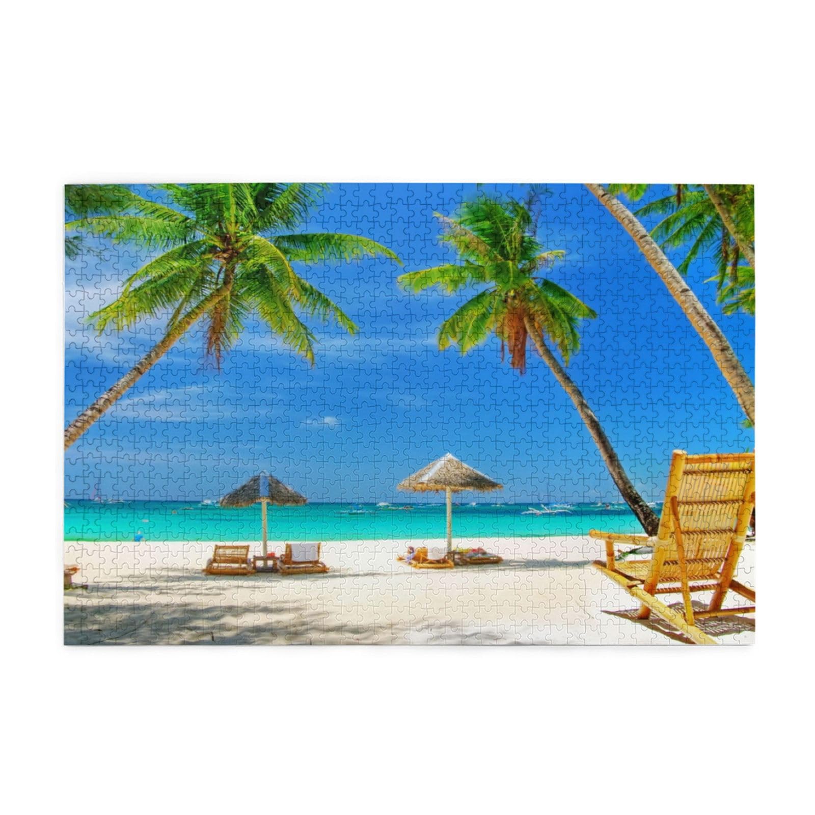 Gioco di puzzle per adulti, puzzle impegnativi, puzzle da 1000 pezzi, paesaggio marino con spiaggia