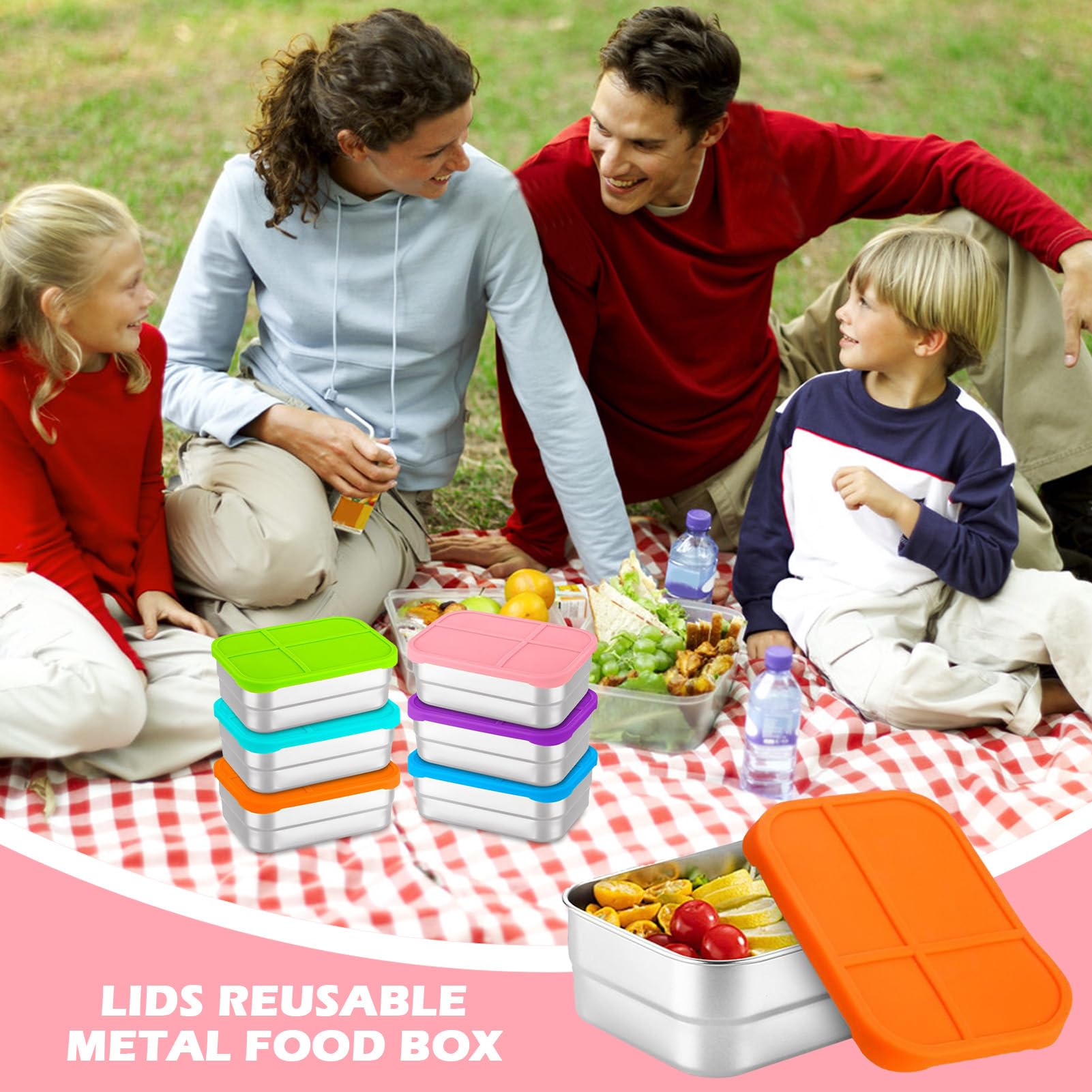 Pudełko na przekąski ze stali nierdzewnej Przechowywanie Posiłków I | Przenośne pudełko na żywność Na podróże, pikniki, sport, kemping, wędrówki, do żłobka, biura i domu oraz