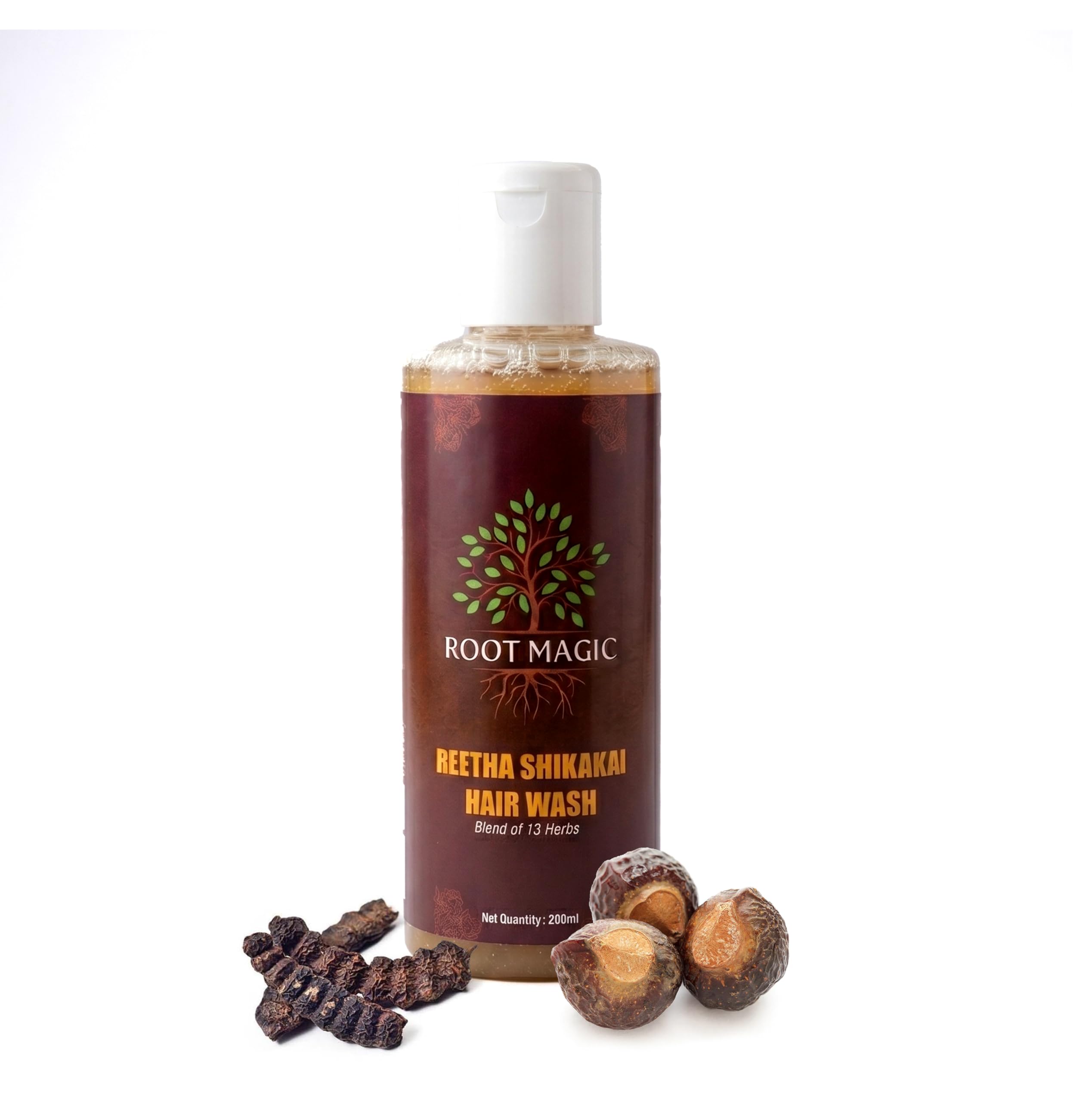 Root Magic Reetha Shikakai Henna Hair Wash (200ml) – 13 Ayurvedic Herbs Blend for Hair Growth, Anti Hair Fall & Scalp Care | 100% Herbal, Chemical-Free Cleanser for Strong, Shiny Hair-image-9