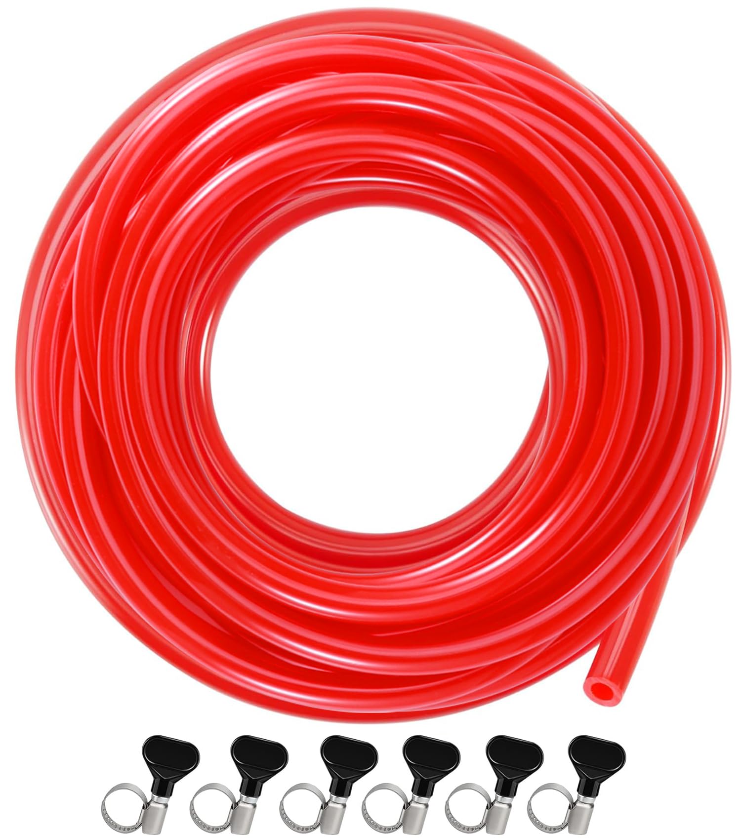 25ft-Hilangsan Beer CO2 Gas Line Tubing for Kegerator Gas Line Keg Gas Line Long Red PVC CO2 Tubing Beer Gas Line CO2 Hose Draft Beer Dispenser Brewing Hose Kits with Hose Clamps