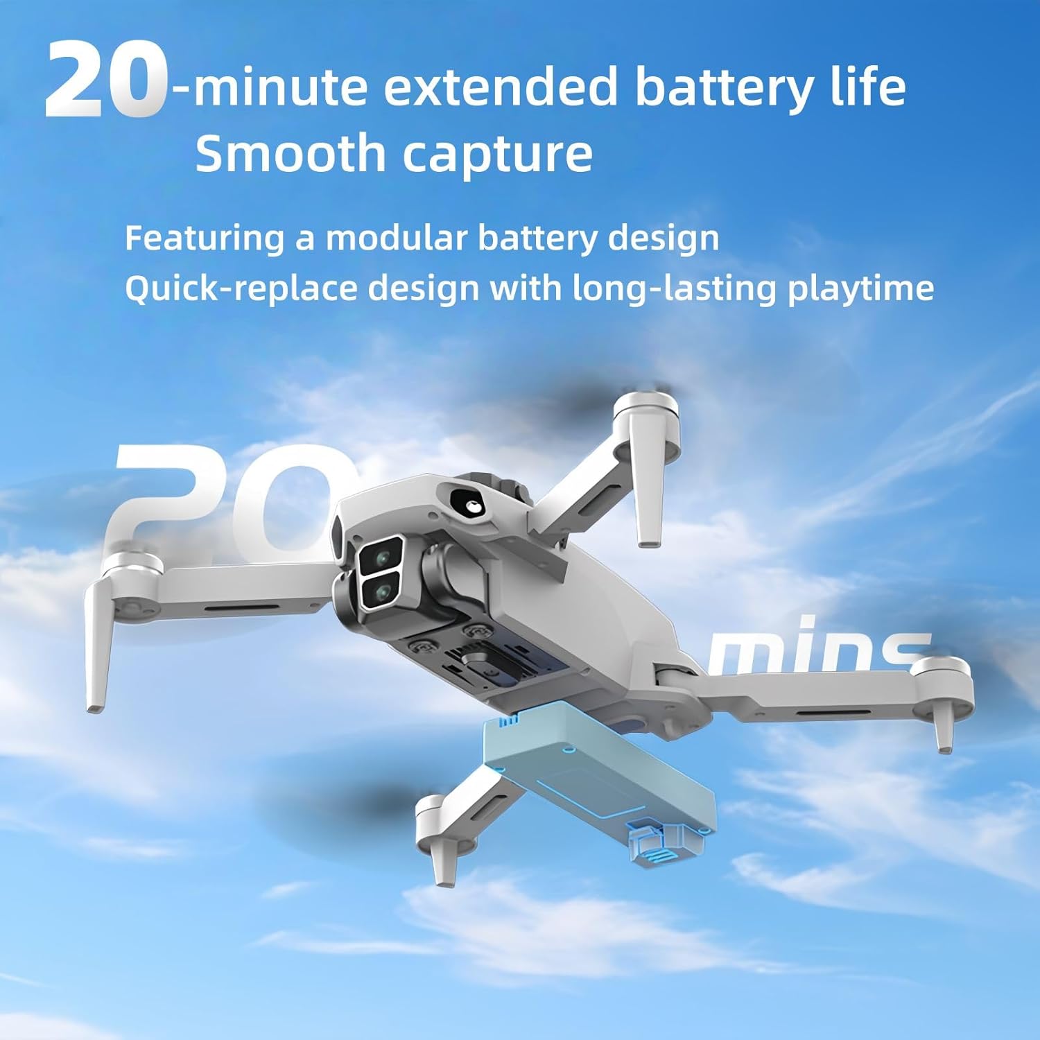 Generic L106 GPS Folding Drone highlighting 22-minute flight time.
