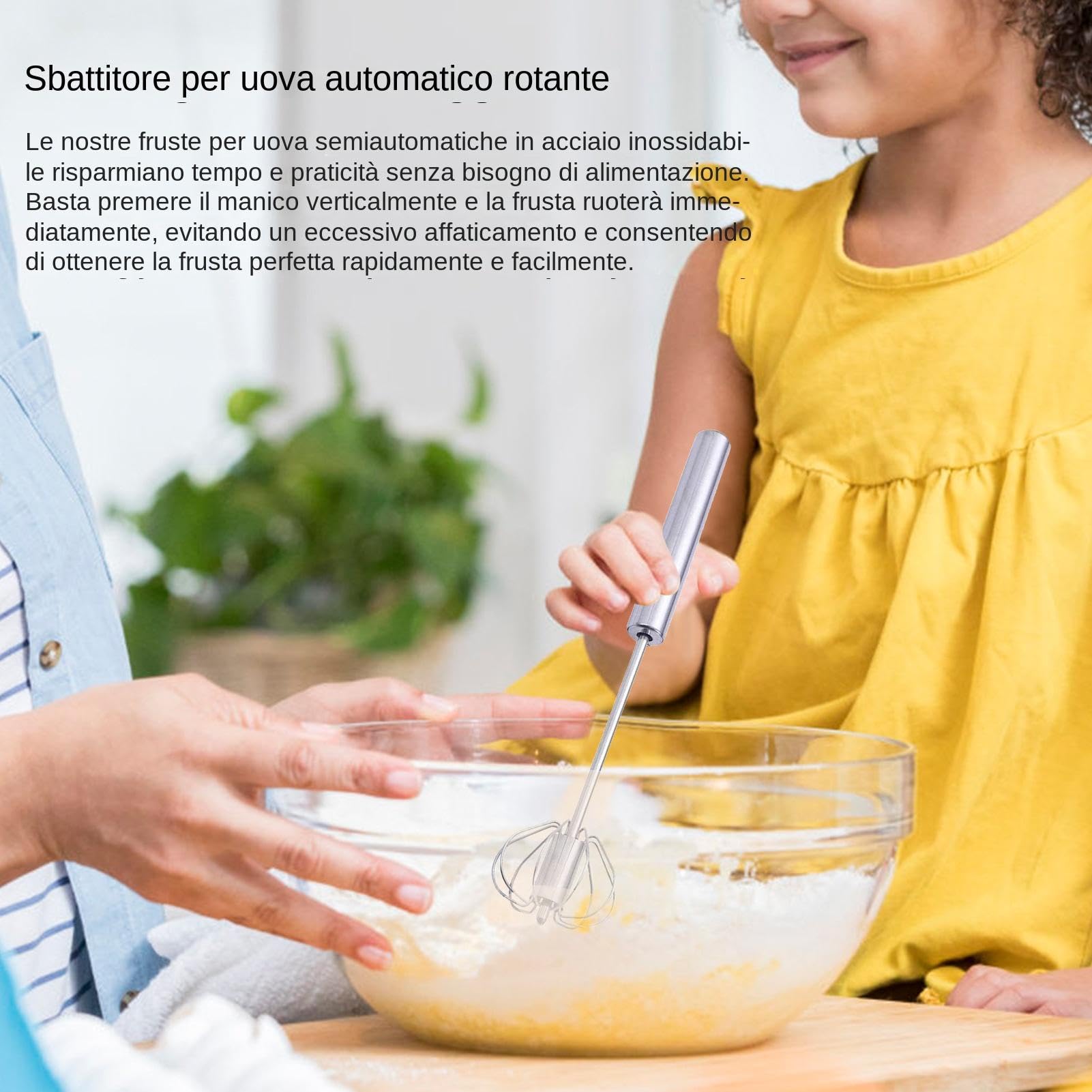 Frusta A Spinta Manuale Acciaio Inox - Sbattitore Semiautomatico Per Cucina