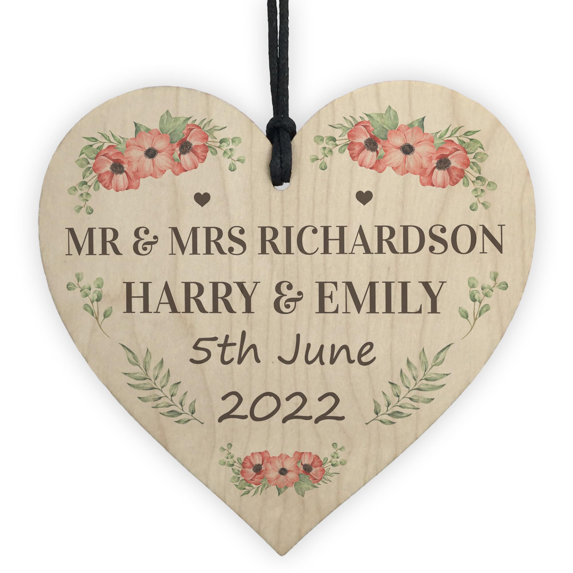 Red Ocean Personalised Wedding For Husband Wife Couple Mr& Mrs Plaque ANY SURNAME Anniversary Present For Him Her Wedding Anniversary Present Keepsake