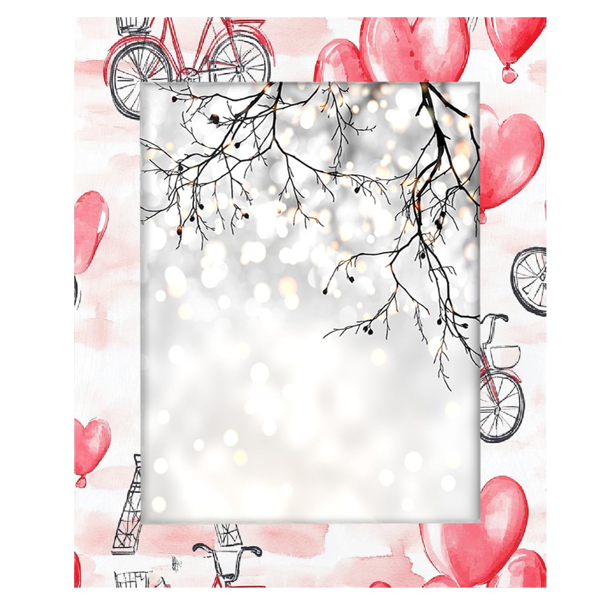 Bilderrahmen zum Valentinstag, Eiffelfahrrad, Herz, Holz-Foto-Showcaser, Heimdekoration, Fotocollage-Rahmen für Wand und Schreibtisch, 27,9 x 35,6 cm