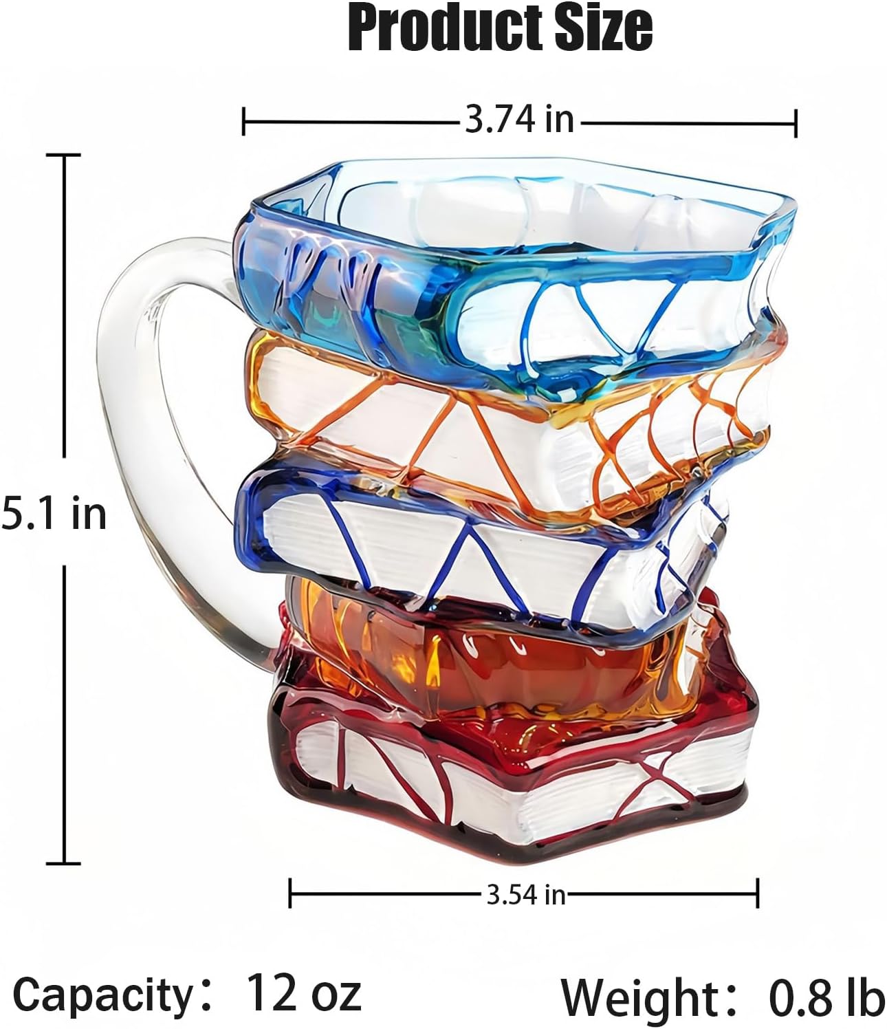 Chapter Book Mug Novelty Coffee Mugs, Novelty 3D Painted Books Coffee Mug, 11Oz Books Stack Glass Cup Gift for Readers (1pcs) - Image 7