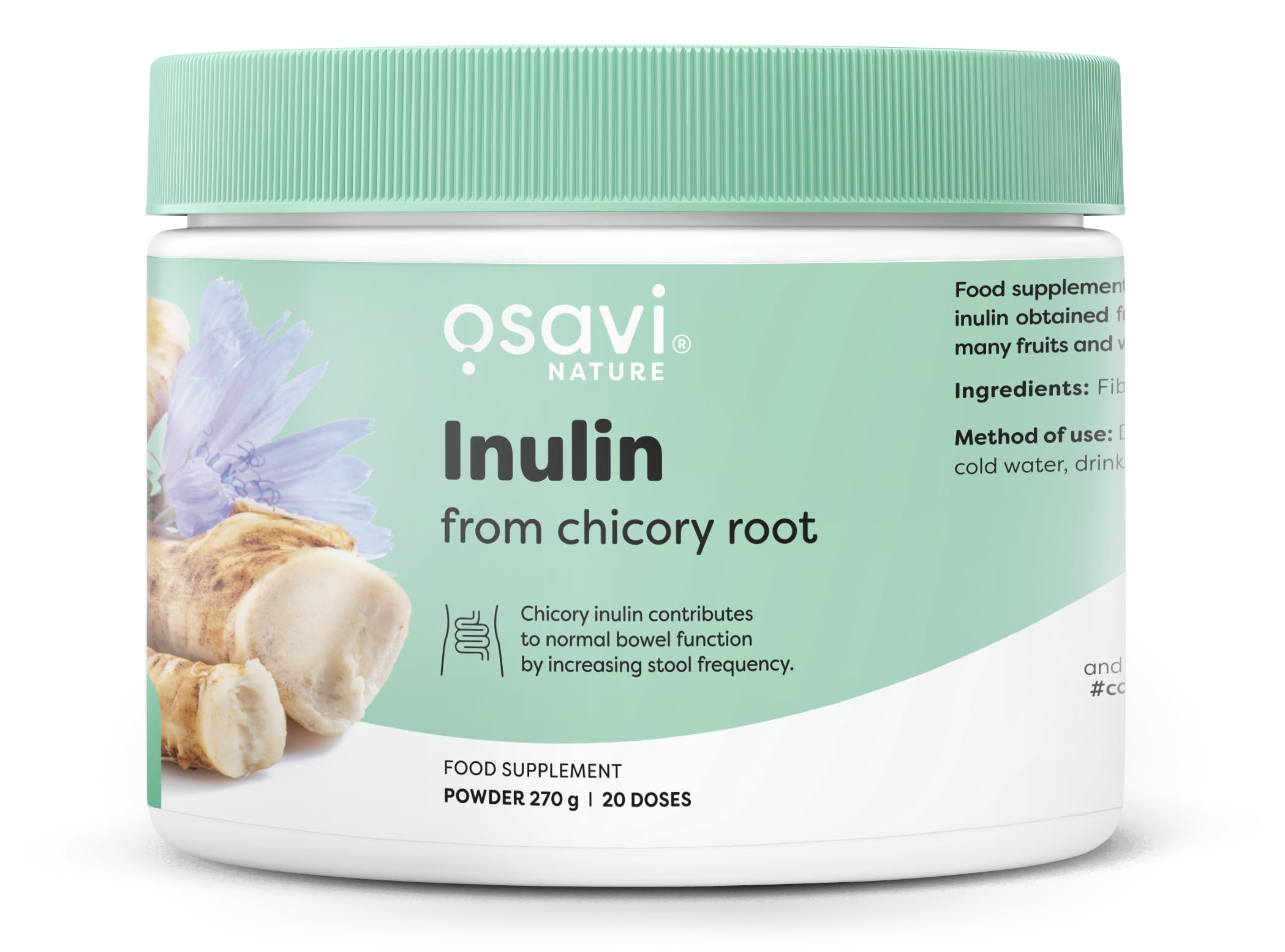 Osavi Inulin – 270 g | Highly Soluble Chicory Root Inulin Powder for Digestive Health | Supports Bowel Function & Natural Fiber Intake