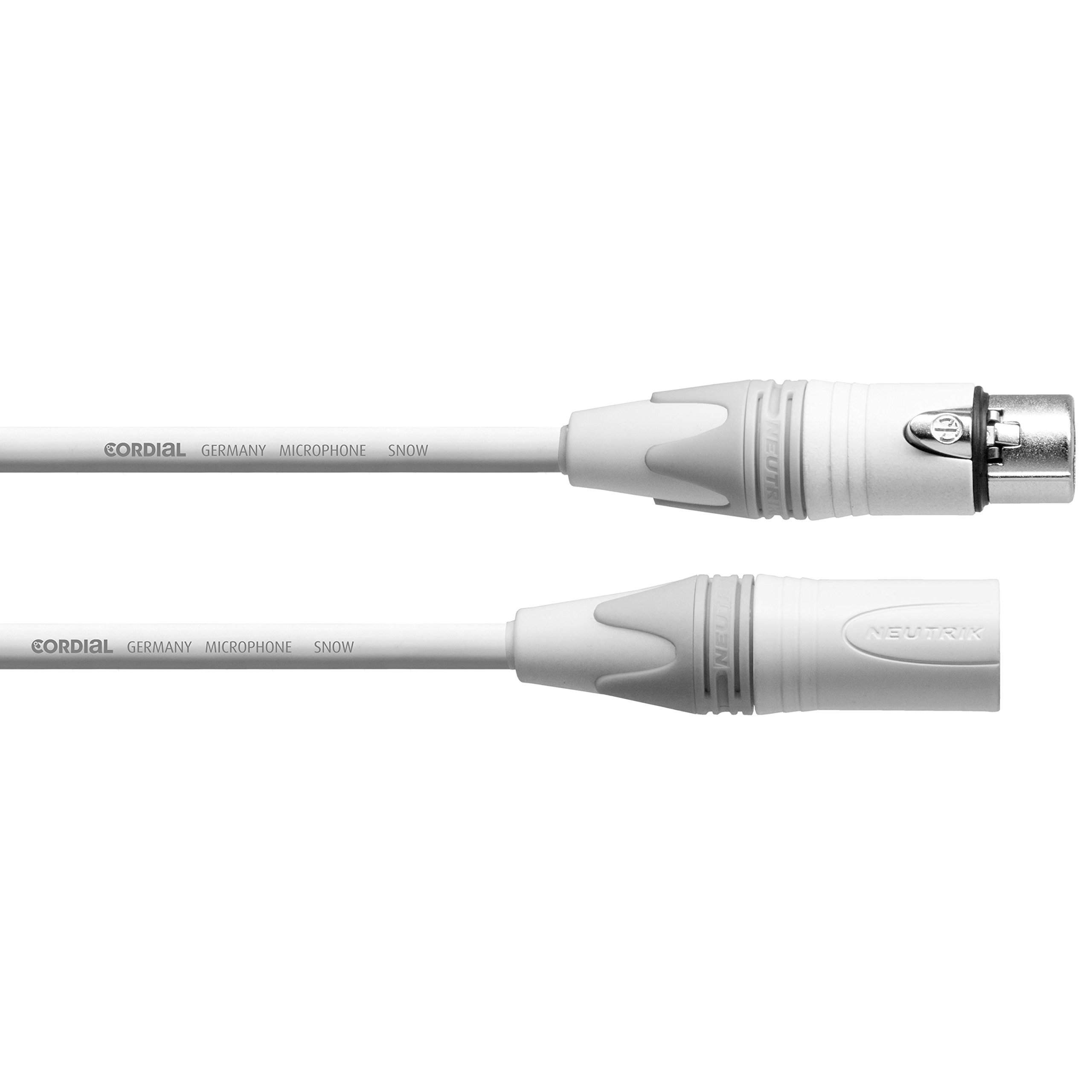 Cordial – Cavo Microfono Bilanciato XLR Maschio › XLR Femmina 10 m – Serie FM Snow – Connettori Neutrik® Bianchi (CXM 10 FM SNOW)