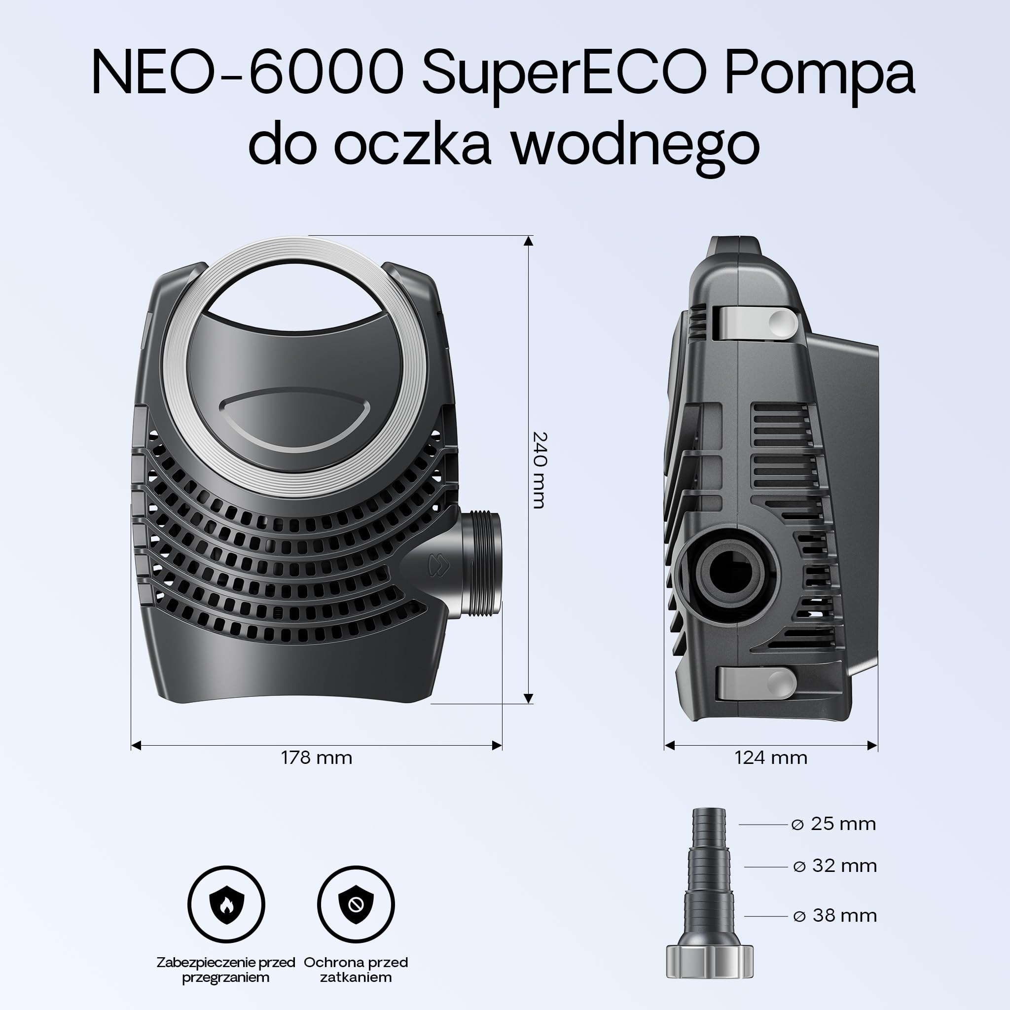 SunSun Kompletny zestaw: CPF-15000 filtr ciśnieniowy do oczka wodnego do 30000 l z 18 W UV-C, NEO6000 SuperEco pompa do oczka wodnego 6000 l/h 40 W, 5 m wąż do oczka wodnego 38 mm (1 1/2"), zaciski do