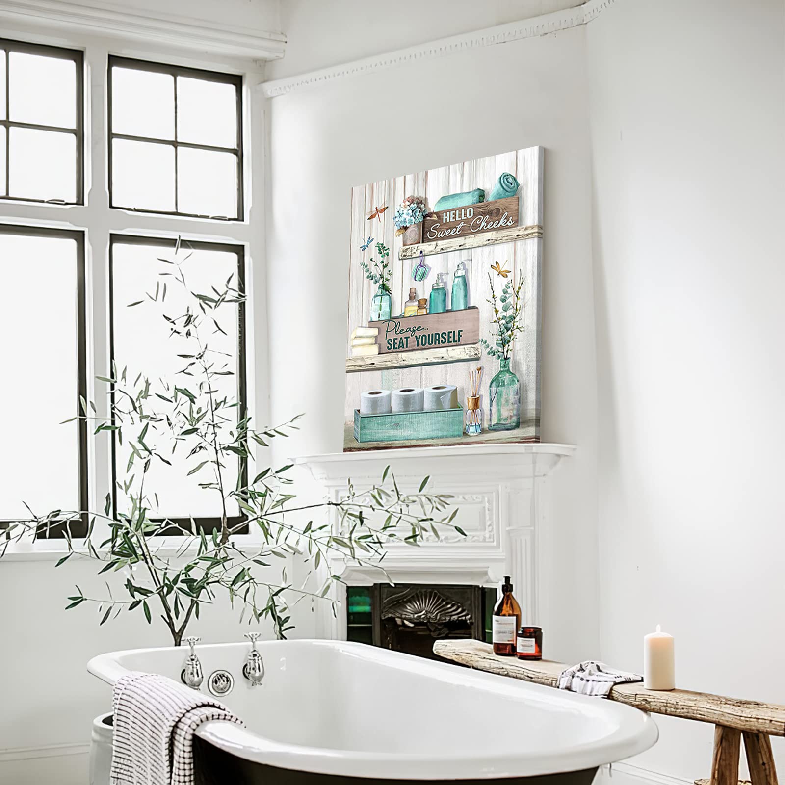 プリントアート Wash basin 絵画 額付き インテリア Amazon.com: Rustic Bathroom Sign - Turquoise Canvas Wall Art