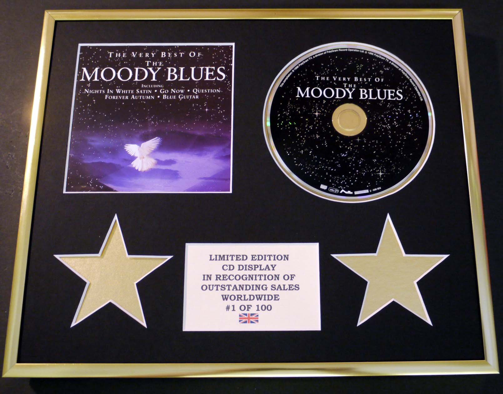 Limited Edition Cd Display Gold The Moody Blues/Cd Display/Limited Edition/Coa/The Very Best Of The Moody Blues