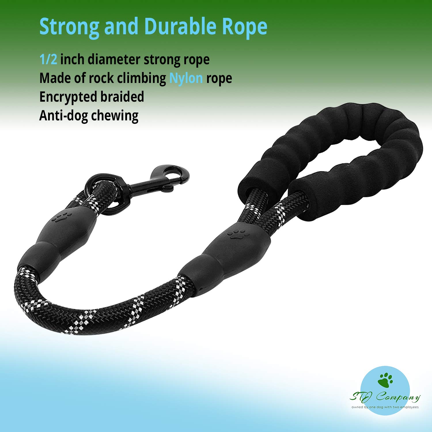 STJ Company - Guinzaglio corto per addestramento stradale per cani, insegnagli a camminare senza tirare, corda da arrampicata su roccia da 46 cm con bullone girevole in metallo l, porta il tuo