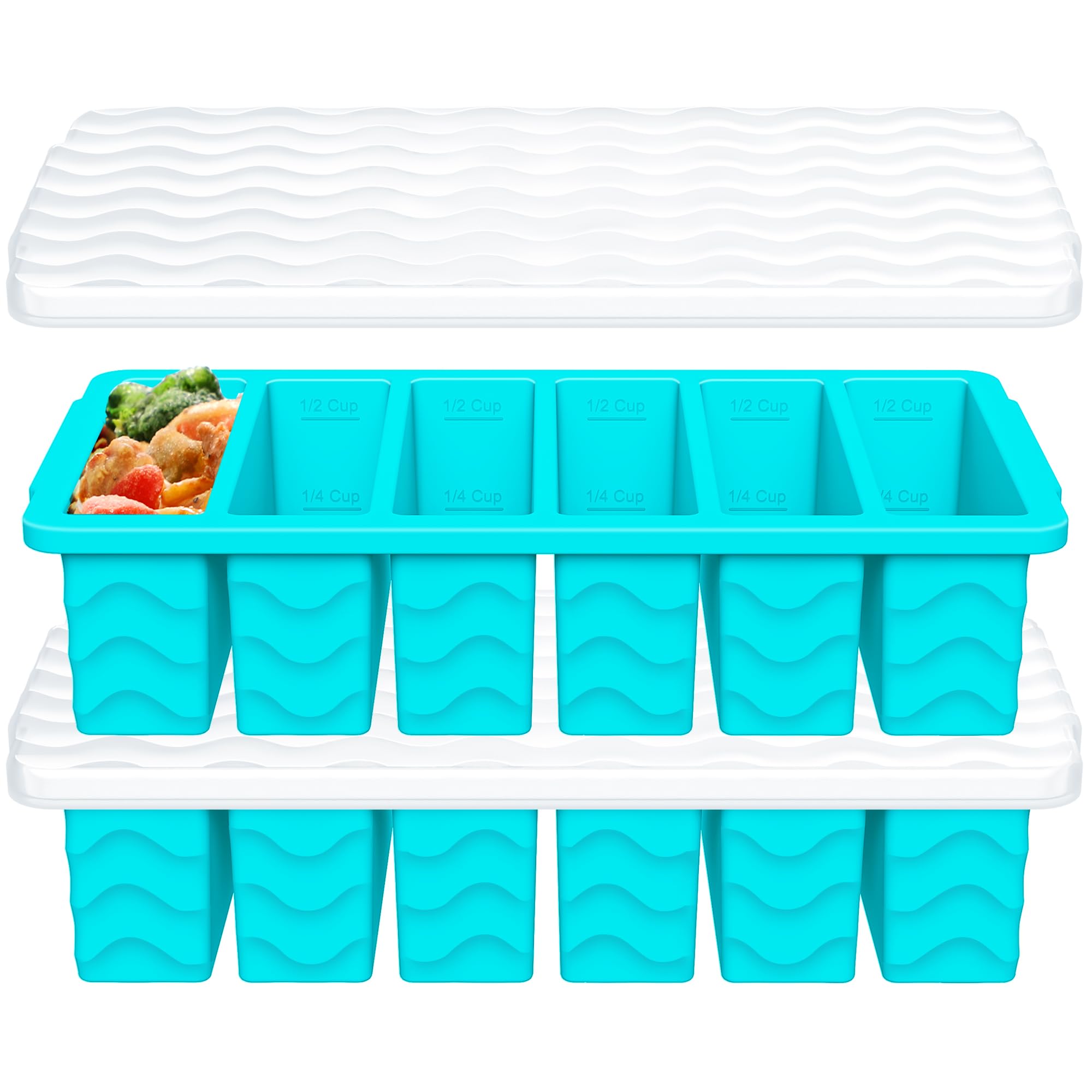 Amazon.com: 1/2 Cup Silicone Freezer Molds with Lid, 2-Pack