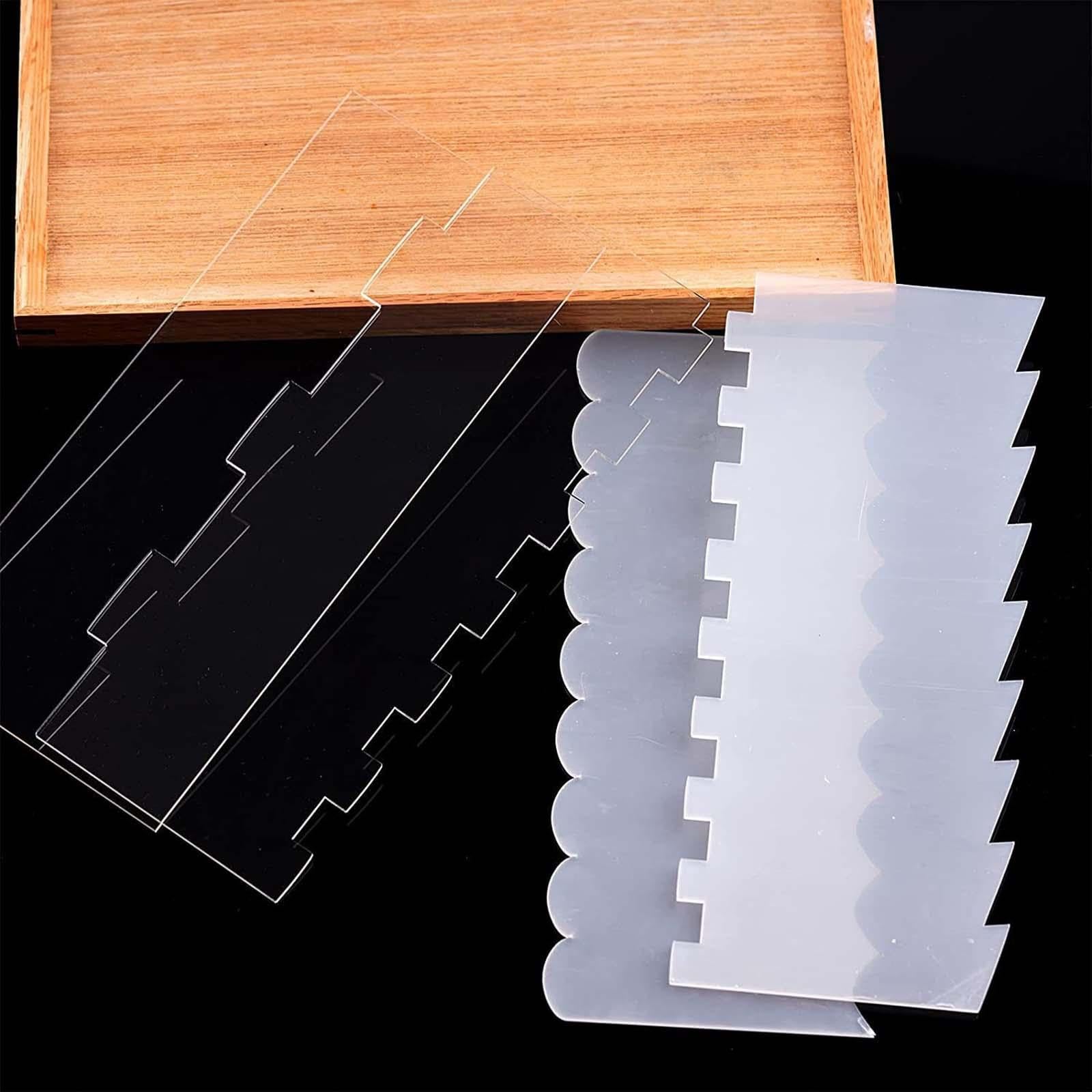 4 Piezas Alisador de Pasteles de Tarta Peine de Decoración Herramienta Acrílica Resistente con Patrones para Y Crema Adecuado Par, 3 Piezas